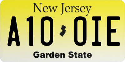 NJ license plate A10OIE