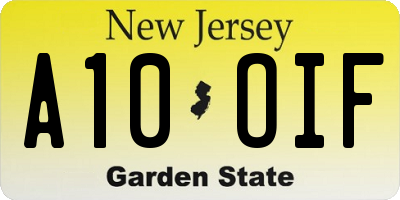 NJ license plate A10OIF