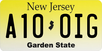 NJ license plate A10OIG