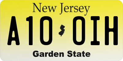 NJ license plate A10OIH