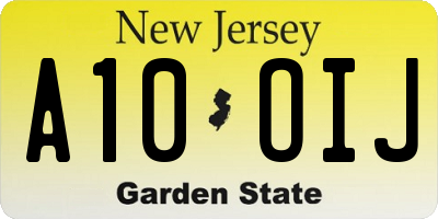NJ license plate A10OIJ