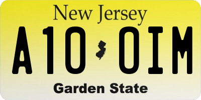 NJ license plate A10OIM