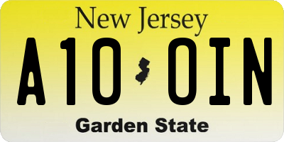 NJ license plate A10OIN