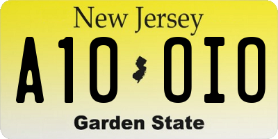 NJ license plate A10OIO