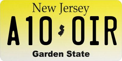 NJ license plate A10OIR