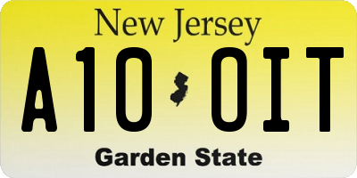 NJ license plate A10OIT