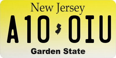 NJ license plate A10OIU