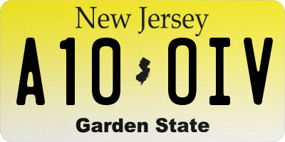 NJ license plate A10OIV