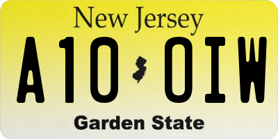 NJ license plate A10OIW