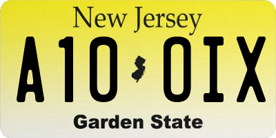 NJ license plate A10OIX