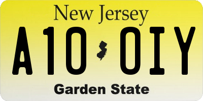 NJ license plate A10OIY