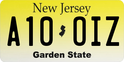 NJ license plate A10OIZ