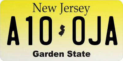 NJ license plate A10OJA