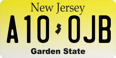 NJ license plate A10OJB