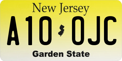 NJ license plate A10OJC