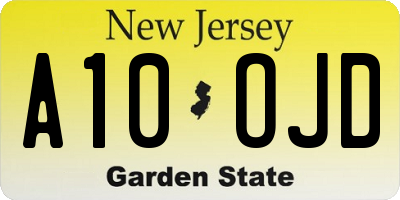 NJ license plate A10OJD