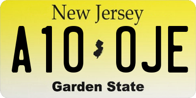 NJ license plate A10OJE