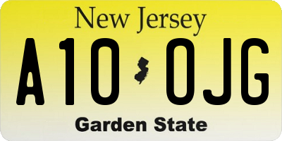 NJ license plate A10OJG