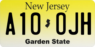 NJ license plate A10OJH