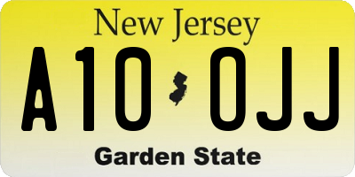 NJ license plate A10OJJ