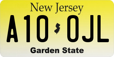 NJ license plate A10OJL