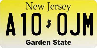 NJ license plate A10OJM