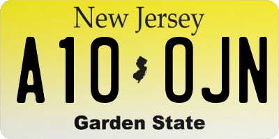 NJ license plate A10OJN