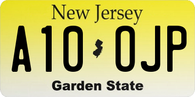 NJ license plate A10OJP