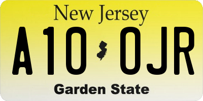 NJ license plate A10OJR