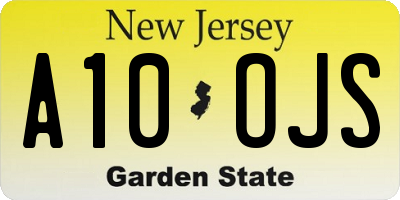 NJ license plate A10OJS