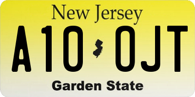 NJ license plate A10OJT