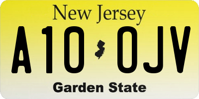 NJ license plate A10OJV