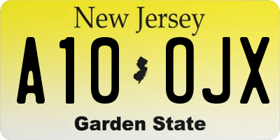 NJ license plate A10OJX