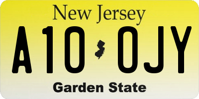 NJ license plate A10OJY