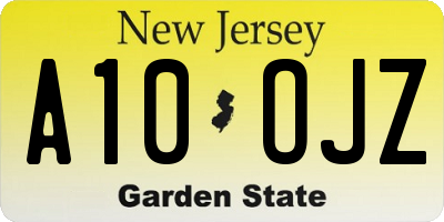 NJ license plate A10OJZ