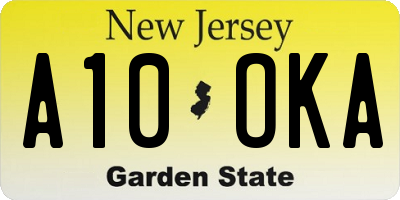 NJ license plate A10OKA