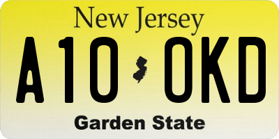 NJ license plate A10OKD