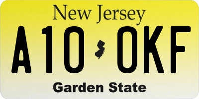 NJ license plate A10OKF