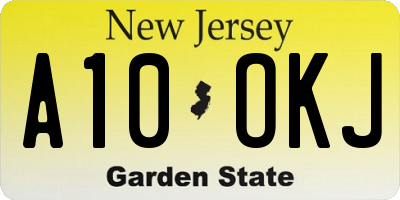 NJ license plate A10OKJ