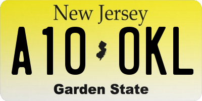 NJ license plate A10OKL