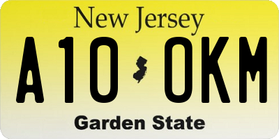 NJ license plate A10OKM