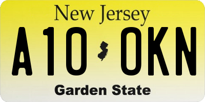 NJ license plate A10OKN