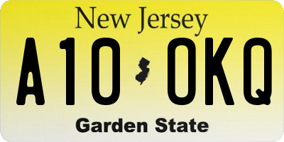 NJ license plate A10OKQ