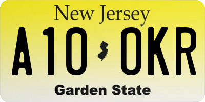NJ license plate A10OKR