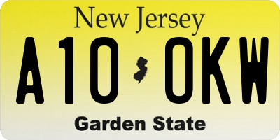 NJ license plate A10OKW