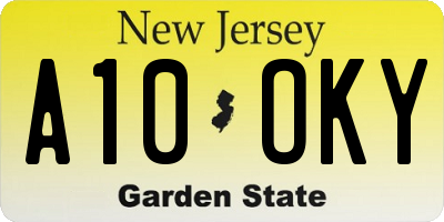 NJ license plate A10OKY