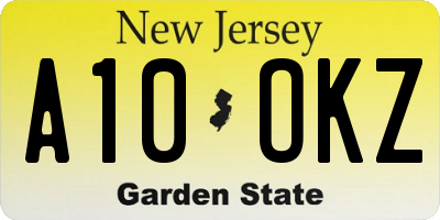 NJ license plate A10OKZ