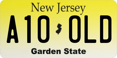 NJ license plate A10OLD