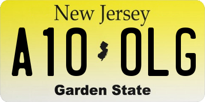 NJ license plate A10OLG