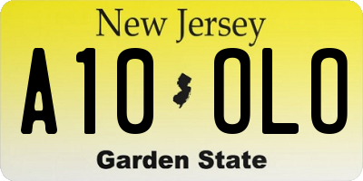 NJ license plate A10OLO